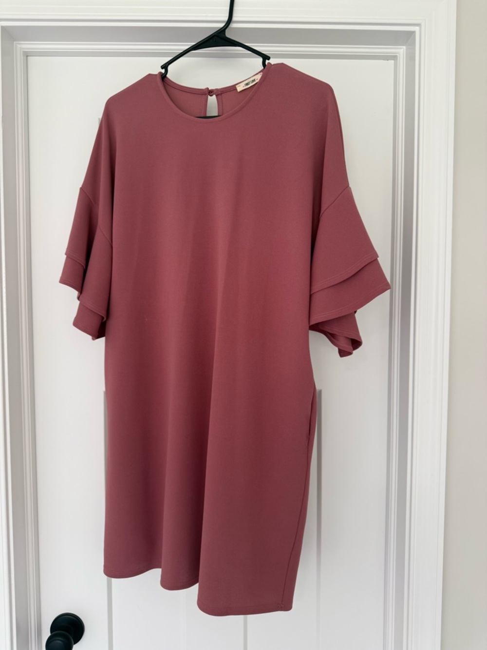 First Love Mauve Ruffle Sleeve Shift